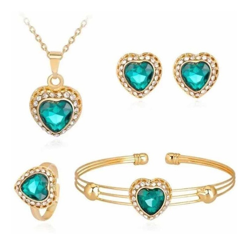 Conjunto Joyas 4 Piezas Para Mujer Diseño Corazón