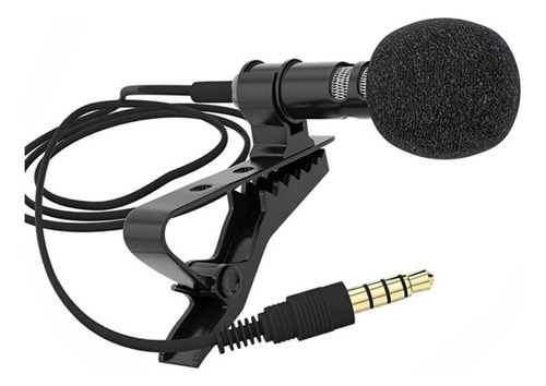 Microfone De Lapela Para Celular Cor Preto