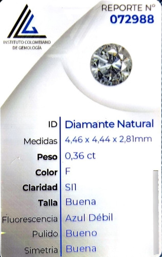 Diamante Natural Certificado 0.36ct