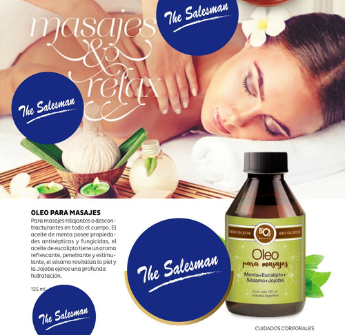 Óleo Para Masajes Relajantes Y Descontracturantes 125ml Herbal Fresca Con Toques De Menta Y Eucalipto.