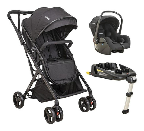 Kit Travel System Vox Preto Com Base Isofix - Kiddo