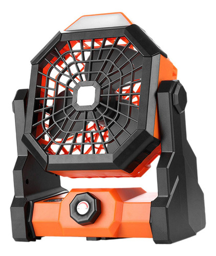 Ventilador De Camping Con Linterna Led, Ventilador Naranja