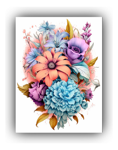 Cuadro Floral Detallado Estilo Galería 50x65cm Flores