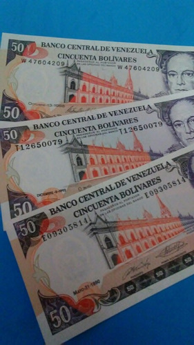 Set  Billetes 50 Bolivares 1998,1992, 1990 Consecutivos 