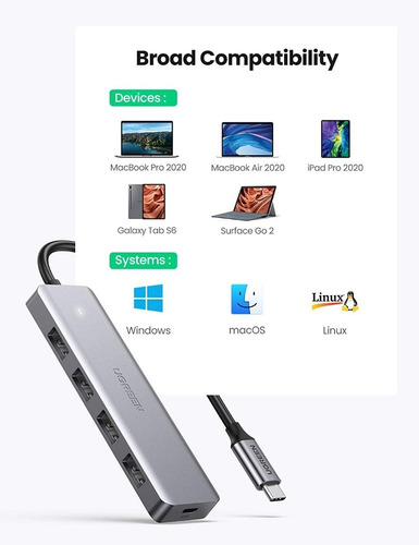 Imagen 4 de 10 de Adaptador Hub Tipo C Para Computadoras Macbook