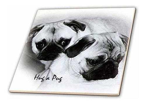 3drose Ct Hug A Pug Puppies Glass Tile, 4 Pulgadas