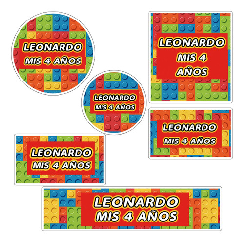 Kit 144 Stickers Lego Bloques Colores Candy Bar Etiqueta