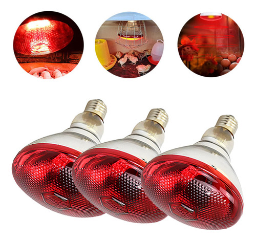Aquecimento De Lâmpadas De Aquecimento De Aves De 3x 175w Pa