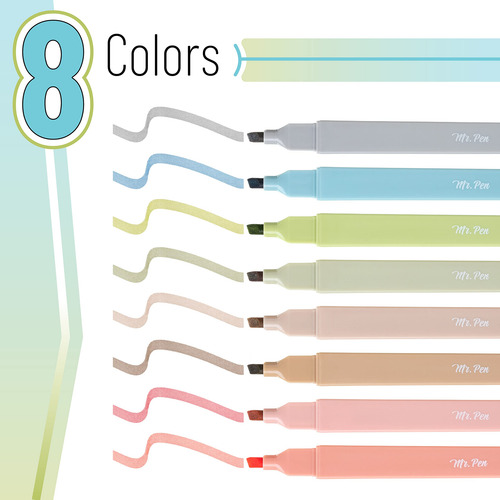 Resaltadores Estéticos 8 Piezas Punta De Cincel Colores Vint