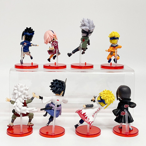 . Juego De 8 Figuras De Acción De Naruto Pvc, Modelo Toys,