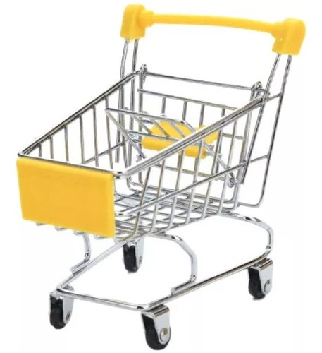Mini Carrito De Supermercado Juguete Metal Decoracion Niños Color Amarillo