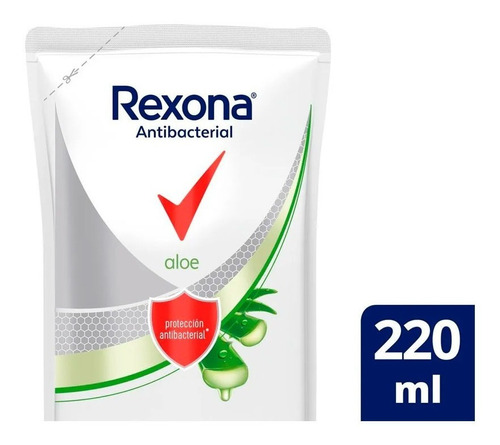 Rexona Jabon Liquido Antibacterial Aloe Repuesto X 220 Ml