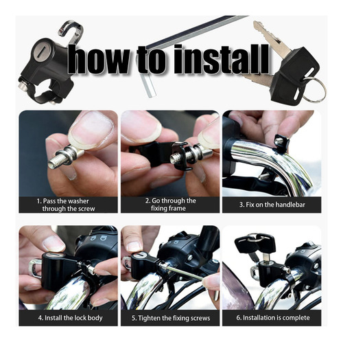 Candado Antirrobo Universal Para Manillar Y Casco De 22 Mm