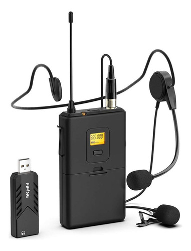 Fifine K031b con micrófono de solapa y auriculares de color negro