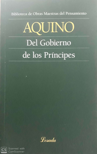 Del Gobierno De Los Principes - Santo Tomas De Aquino