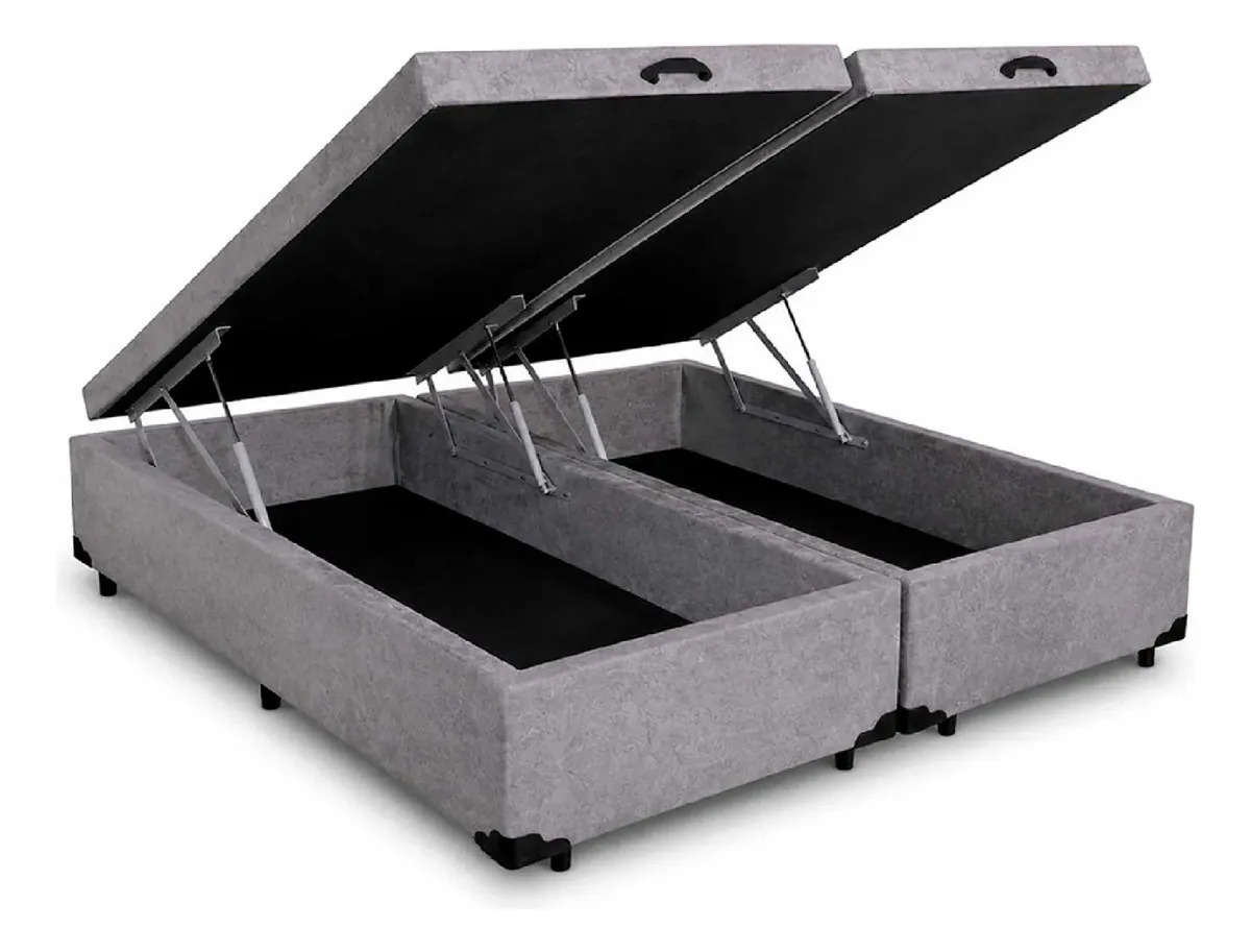 Cama Box Baú Queen 158 Bello Box - Suede Cinza