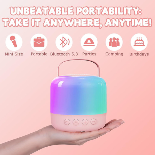 Máquina De Karaoke Mini Para Niños Con Micrófonos Inalámbric