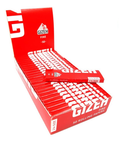 Papel Gizeh Rojo 1 1/4 X 25 Libritos X 50 Papelillos