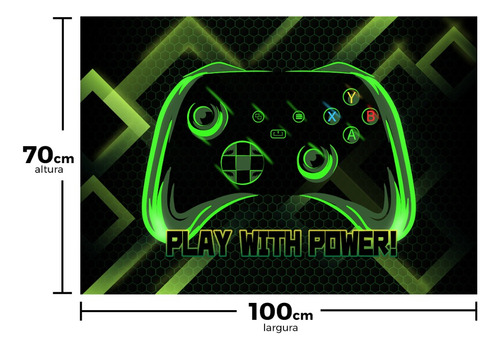 Tapete Gamer Extra Proteção Cadeira De Rodinha 70x100 Cm Wf Comprimento 70 cm Desenho do tecido Play With Power Xbx Largura 100 cm