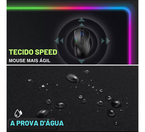 Mousepad Gamer Led Grande 90 X 40 Iluminado Rgb Efeitos