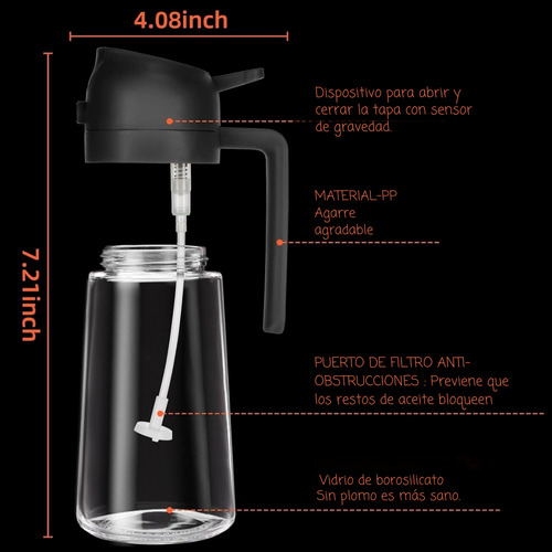 Botella Dispensadora Y Pulverizadora De Aceite 470 Ml