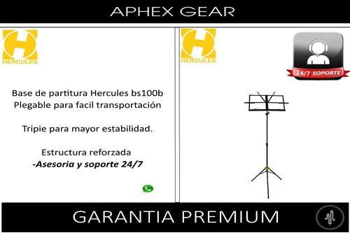Atril Stand Base Soporte Hercules Para Partitura Bs-100b
