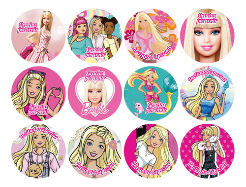 120 Etiquetas Calca Barbie 7cm Papel Entrega Inmediata