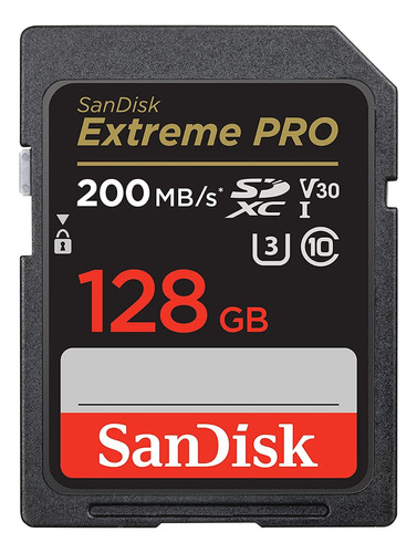 Tarjeta Sdxc 128 Gb Sandisk Extreme Pro V30 Sd Uhd 200 Mb/s