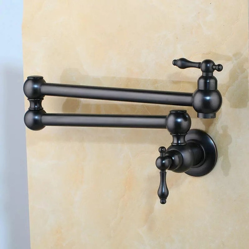 Griferia Cocina Negro Mate Llena Ollas De Pared Monocomando Valemma
