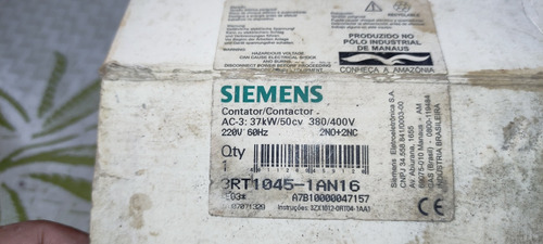 Contactor Siemens 3rt1045-1an16 , 100 Amp.