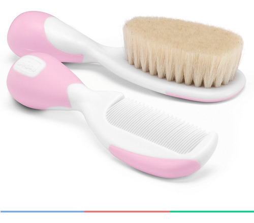 Kit de peines y cepillos Chicco Natura para bebés de más de 0 meses, color rosa