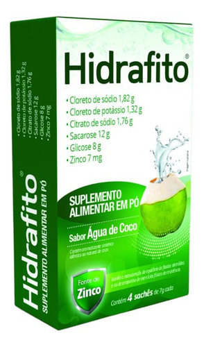 Hidrafito Sabor Água De Coco 4 Sachês De 7g Cada