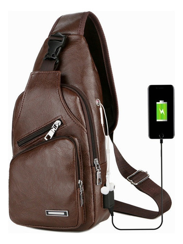 Bolso Bandolera Antirrobo Para Hombre Con Puerto De Carga