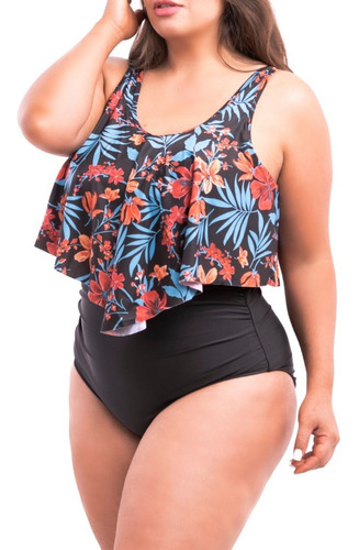 Imagen 3 de 5 de Bikini Tiro Alto Top En Punta Floral