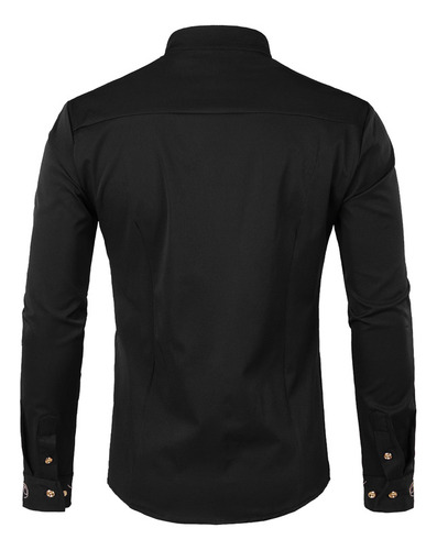 Camisa De Vestir Hipster Con Bordado Oblicuo Con Botones Par