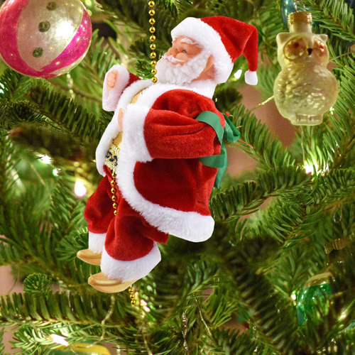 Muñeco De Peluche De Papá Noel De Escalada Eléctrica,