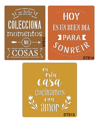 Pack 3  Stencils Frases Originales 20 Cm