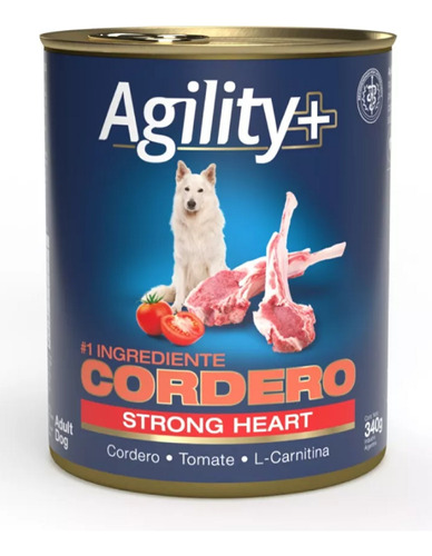 Lata Alimento Agility+ Perro Strong Heart Wet  Cordero 340gr