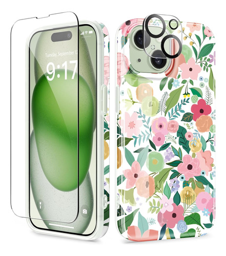 Funda Para iPhone 15 Con Protector De Pantalla Y Lente 