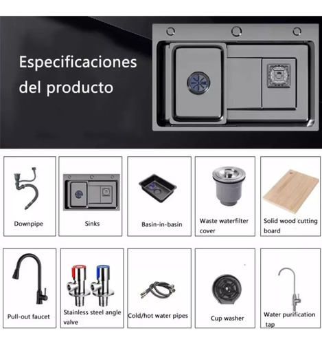 Combo Lavaplato Empotrado80x45cm Acero Inoxidable Fullequipo