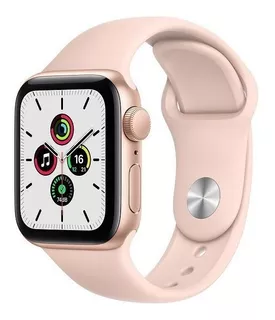 Apple Watch SE (GPS, 40mm) - Caixa de alumínio dourada - Pulseira esportiva Rosa-areia