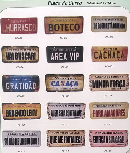 Imagem 6 de 10 de 4 Placas Decorativas Tipo Placa De Carro Frases Area Lazer