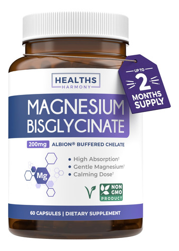 Cápsulas De Bisglicinato De Magnesio Healths Harmony 200 Mg