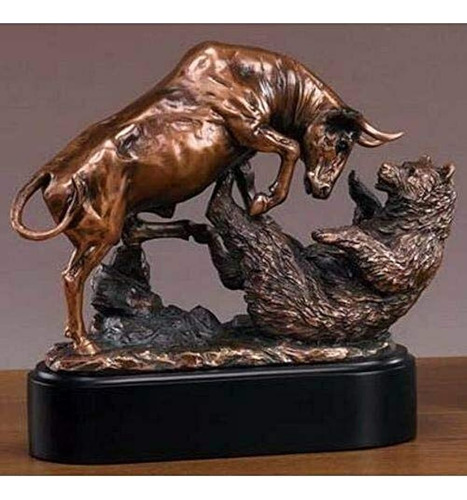 Bronce Galvanoplastia Resina Toro Y Oso Escultura Estatua 10