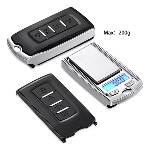 Mini Báscula Digital, Estilo Llave Auto, Incluye Pila, 200gr Plateado 200 G