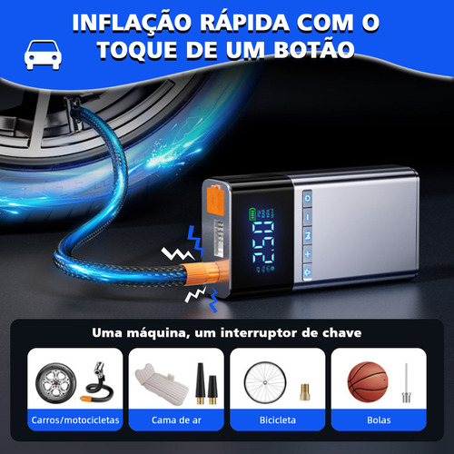 Yonjooz Carregadores De Baterías Bomba Infladora Auxiliar Partida 8000mah Power Bank Energia Móvel Multifuncional Mini Compressor Ar Portatil Bomba De Inflação Portátil Com Luz De Emergência