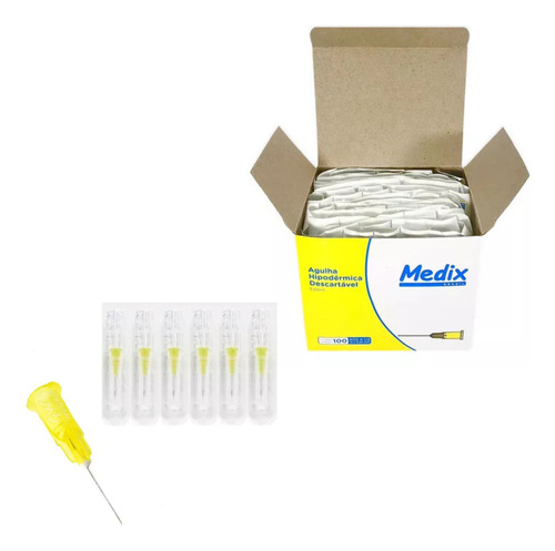Agulha Hipodermica Aplicação Incisões Estéril 13x0,30g Medix Capacidade Em Volume 13 Cc