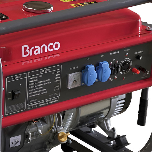 Gerador 6,5kva Branco 15cv Partida Manual B4t8000 Avr Rodas