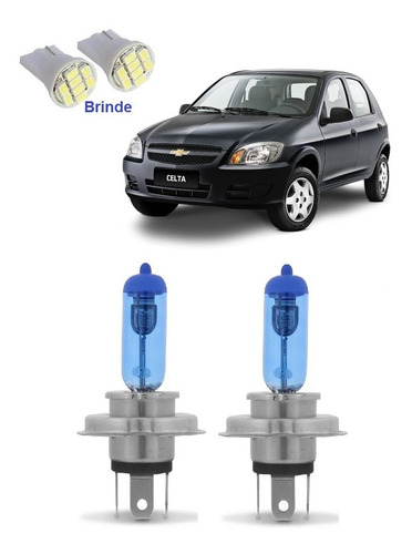 Par Lampada Super Branca Tipo Xenon Celta 8500k + Brinde