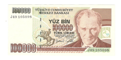 Billete Turquia 100,000 Liras (1997) Mustafa Kemal Atatürk